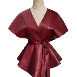 NWT- Faux Leather Wrap Vest w/Belt and Button Closure-SOLD